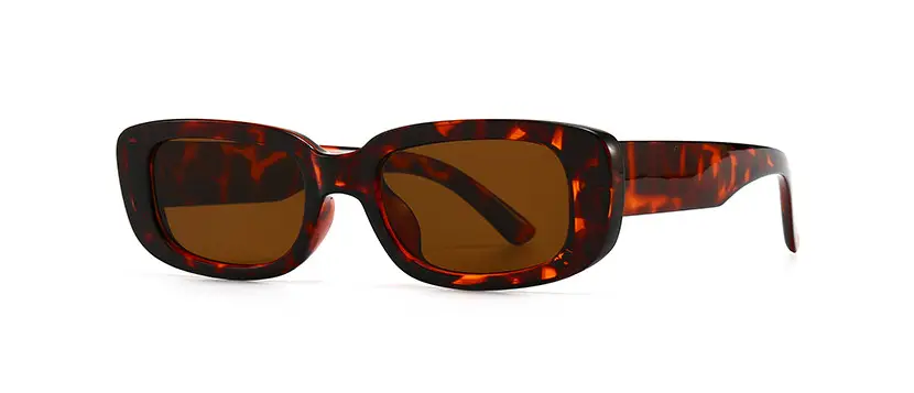 Red Tortue Print Narrow Sunglasses with Yellow Lens