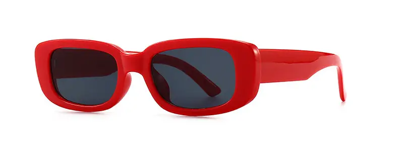 Red Tortue Print Narrow Sunglasses with Yellow Lens