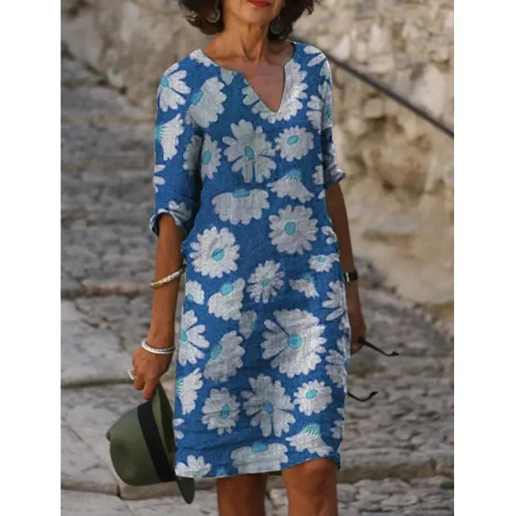 Women Floral Short Sleeve Crossbody Dress - Image 16