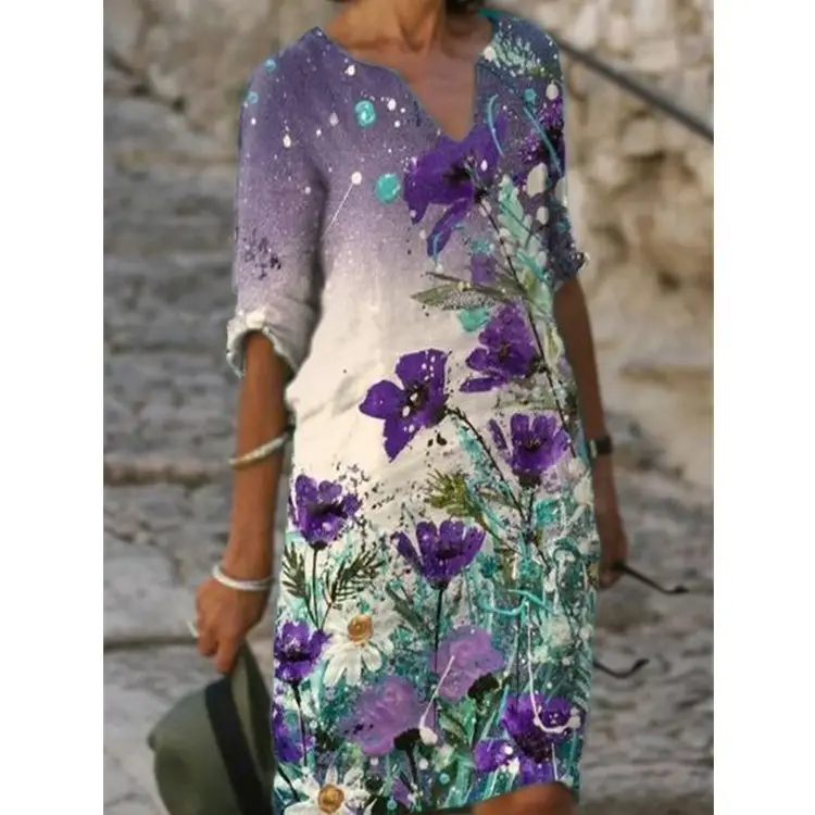 Women Floral Short Sleeve Crossbody Dress - Image 17