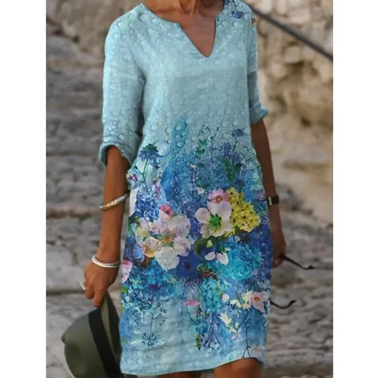 Women Floral Short Sleeve Crossbody Dress - Image 18