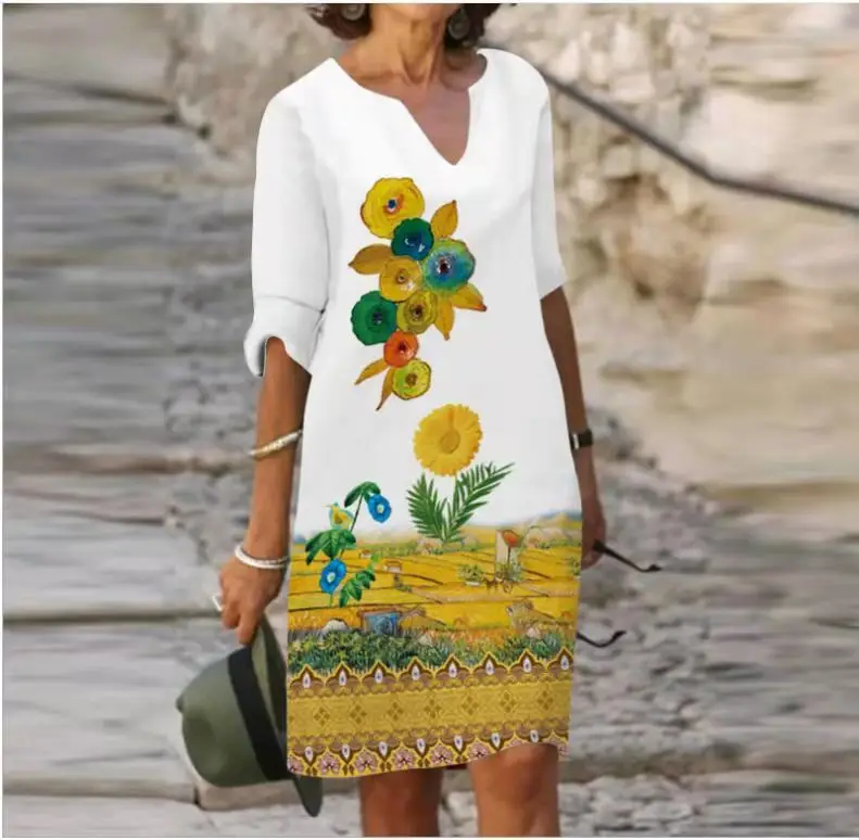 Women Floral Short Sleeve Crossbody Dress - Image 12
