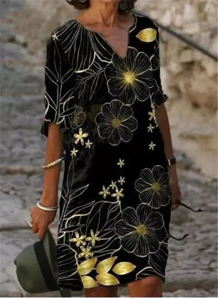 Women Floral Short Sleeve Crossbody Dress - Image 7