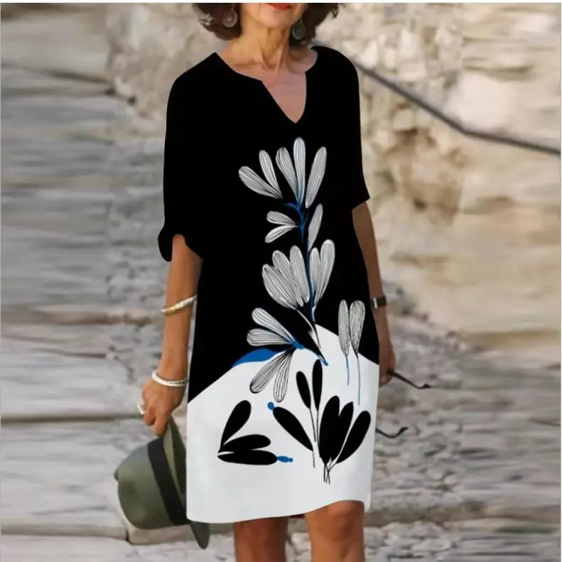 Women Floral Short Sleeve Crossbody Dress - Image 8