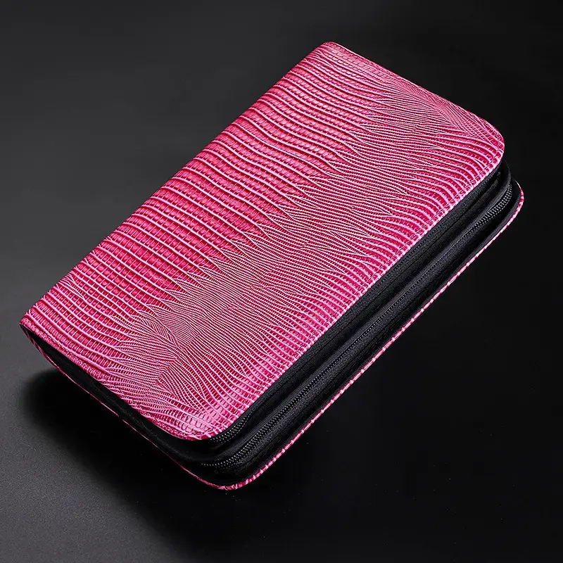 Pink Woven Hairdressing Clutch Bag with Zipper Closure - Image 3