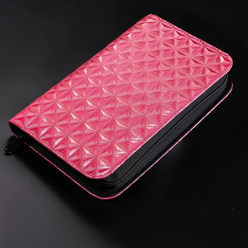 Pink Woven Hairdressing Clutch Bag with Zipper Closure - Image 6