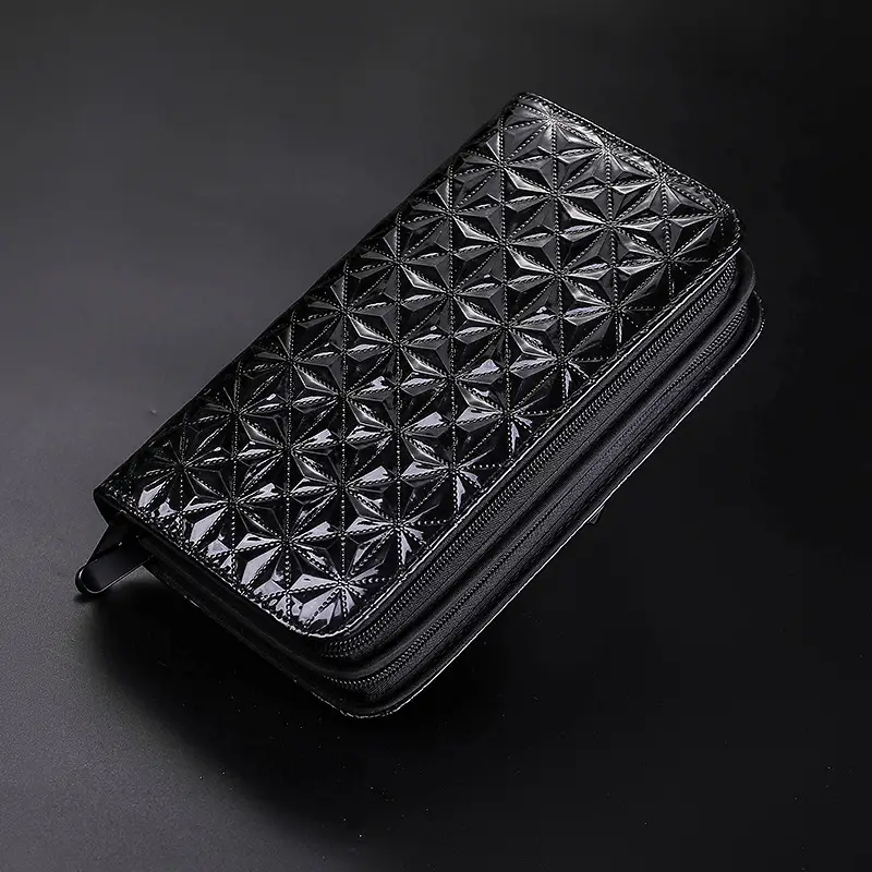 Pink Woven Hairdressing Clutch Bag with Zipper Closure - Image 7