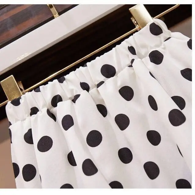 Women Chiffon Wave Dot Skirt White Black High Waist — feature 9