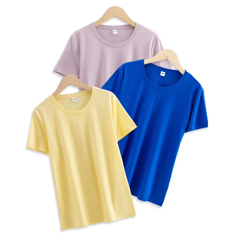 Women 80-Count Mercerized Cotton V-Neck T-Shirt Yellow Light