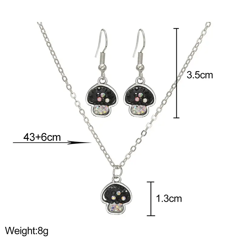 Rhinestone Mushroom Necklace Set for Women - Image 5