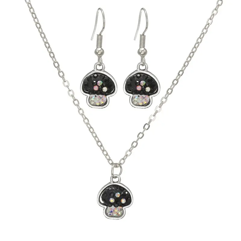 Rhinestone Mushroom Necklace Set for Women - Image 2
