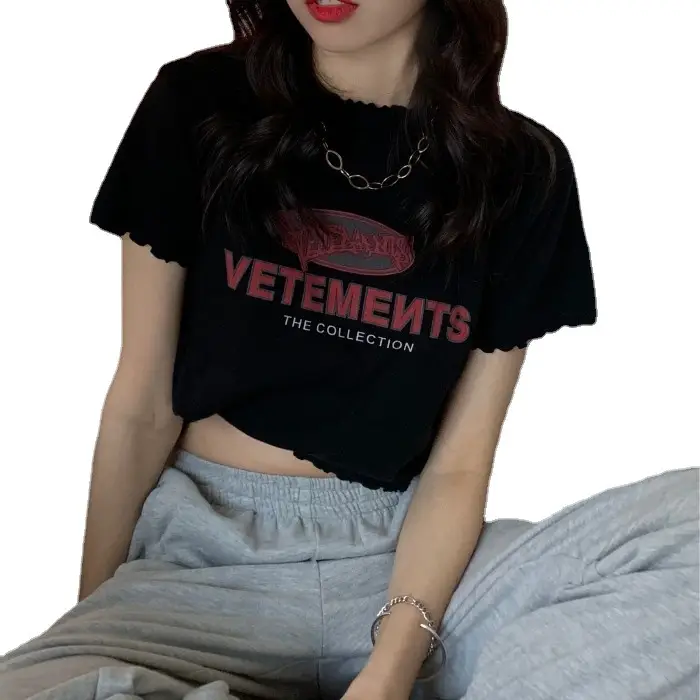 Women Navel-Baring T-Shirt Black 2025 Trendy - Image 6