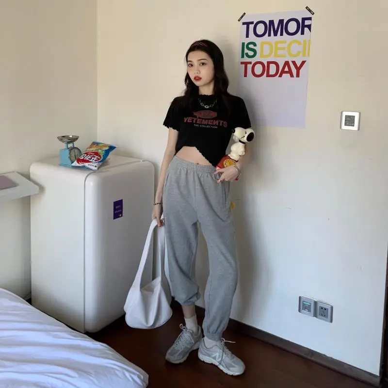 Women Navel-Baring T-Shirt Black 2025 Trendy — feature 14