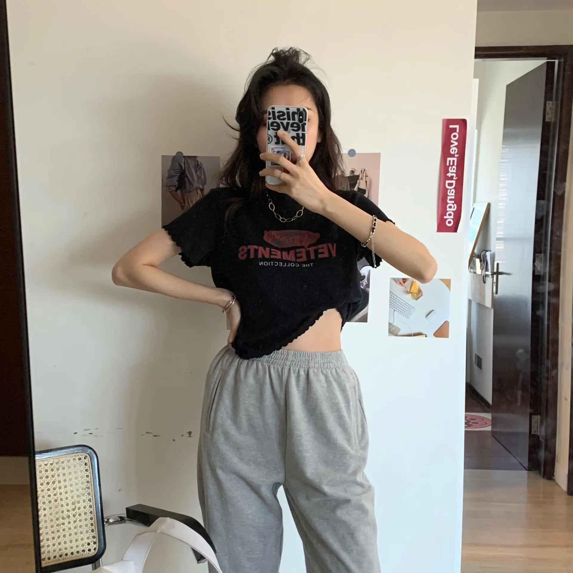 Women Navel-Baring T-Shirt Black 2025 Trendy — feature 22