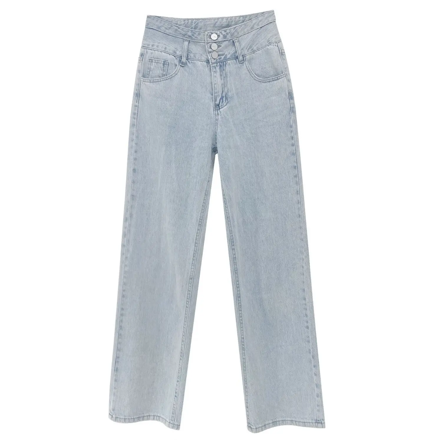 Women's Retro High Waist Breasted Jeans Slimming Mop Pants - Image 6
