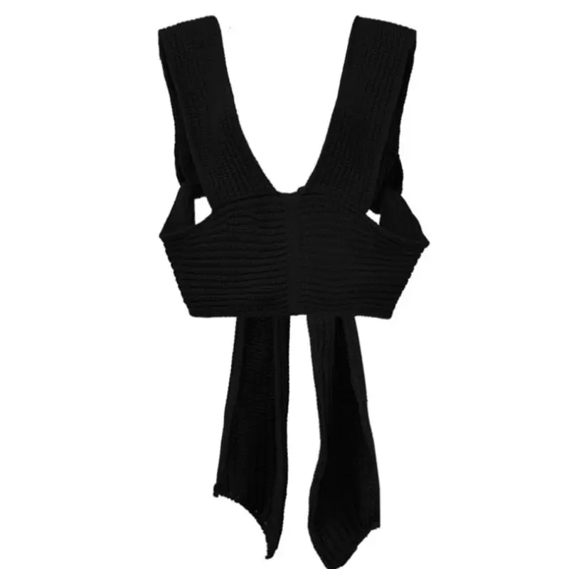 Green Knitted Tie-Up Bra for Women