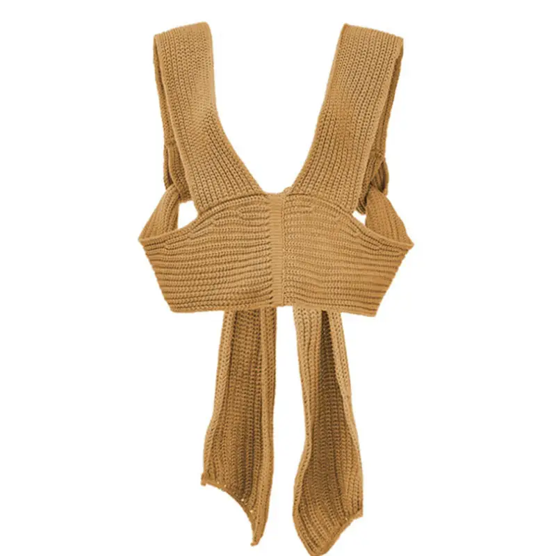 Green Knitted Tie-Up Bra for Women