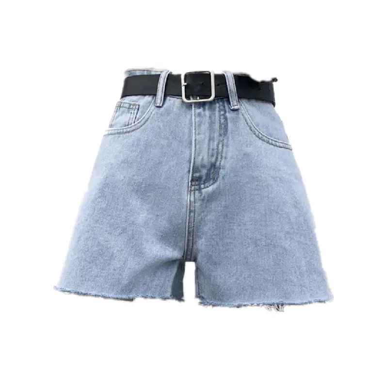 Women Denim Shorts High Waist Light Blue 2021