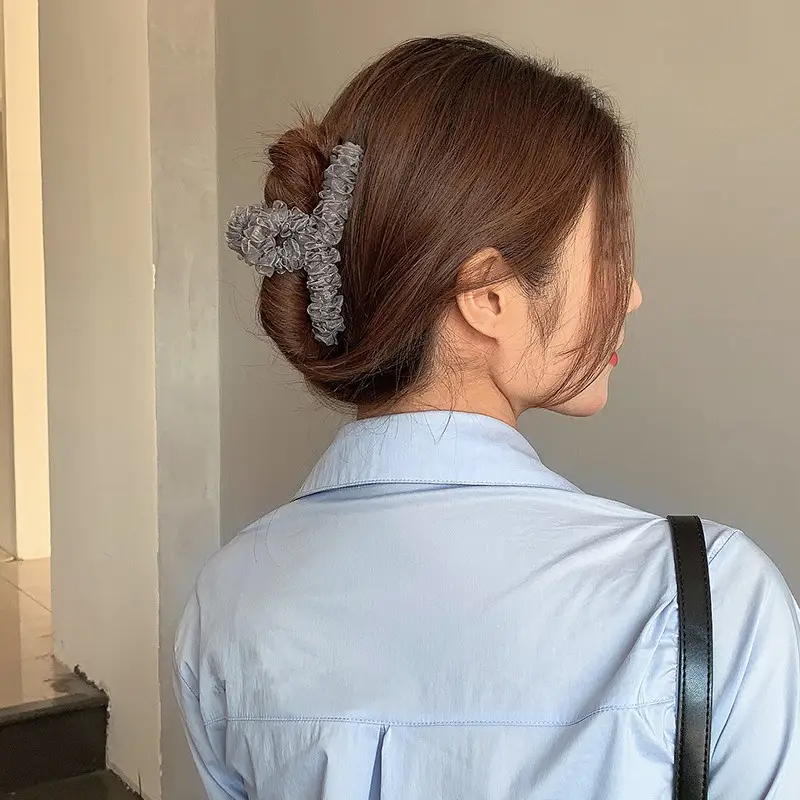 Red Ruffled Hair Clip for Women Large Size - Image 5