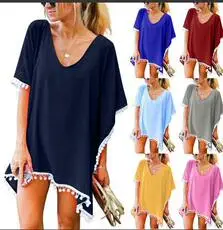 Women Striped Cotton Dress Yellow White Round Neck Loose Fit — feature 16
