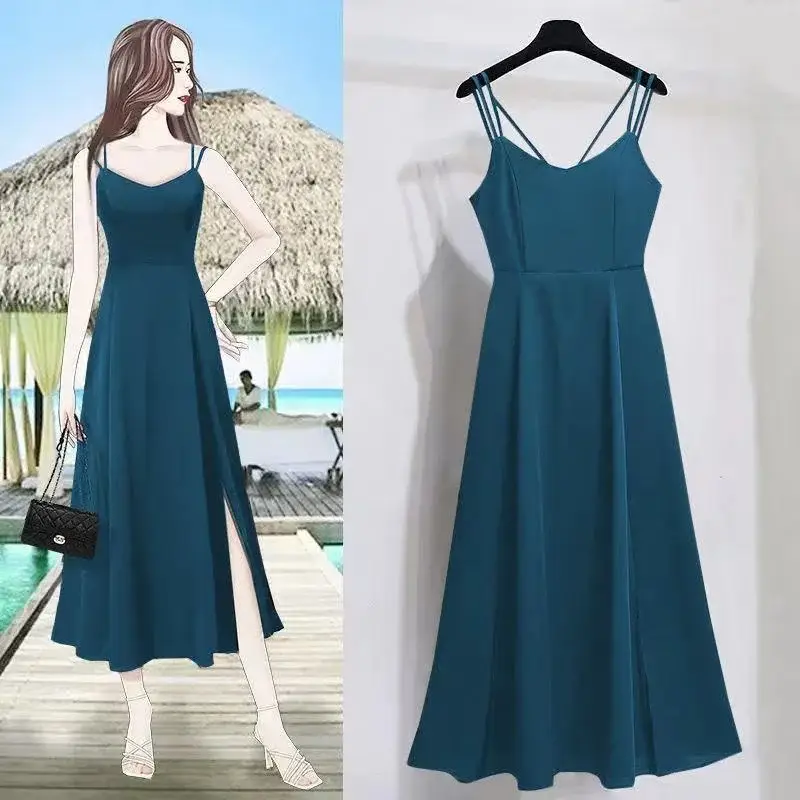 Black Fat Sister 2025 Summer Skirt Split Mid-length Korean Style - Image 15