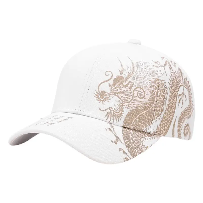 Chinese Dragon Cap Women Men Sun Hat White Black