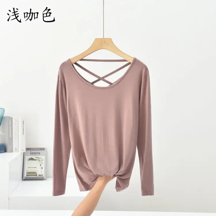 Women's Pink Modal Long Sleeve T-Shirt Large