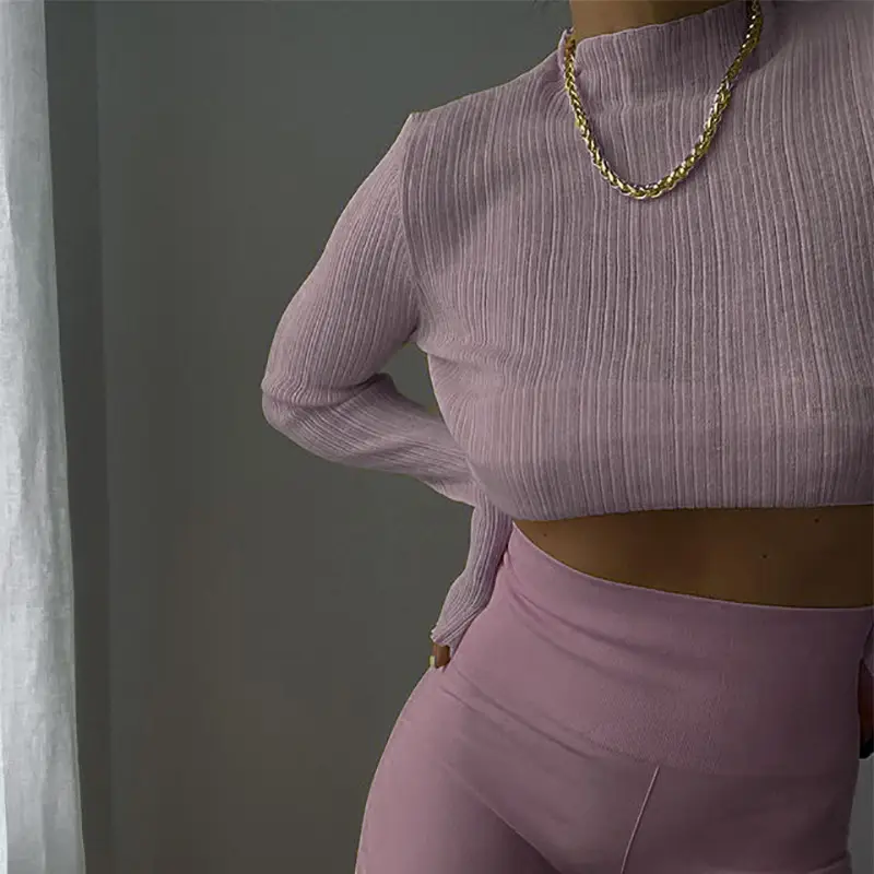 Women's Long Sleeve Mesh See Through T-Shirt White High Collar — feature 15