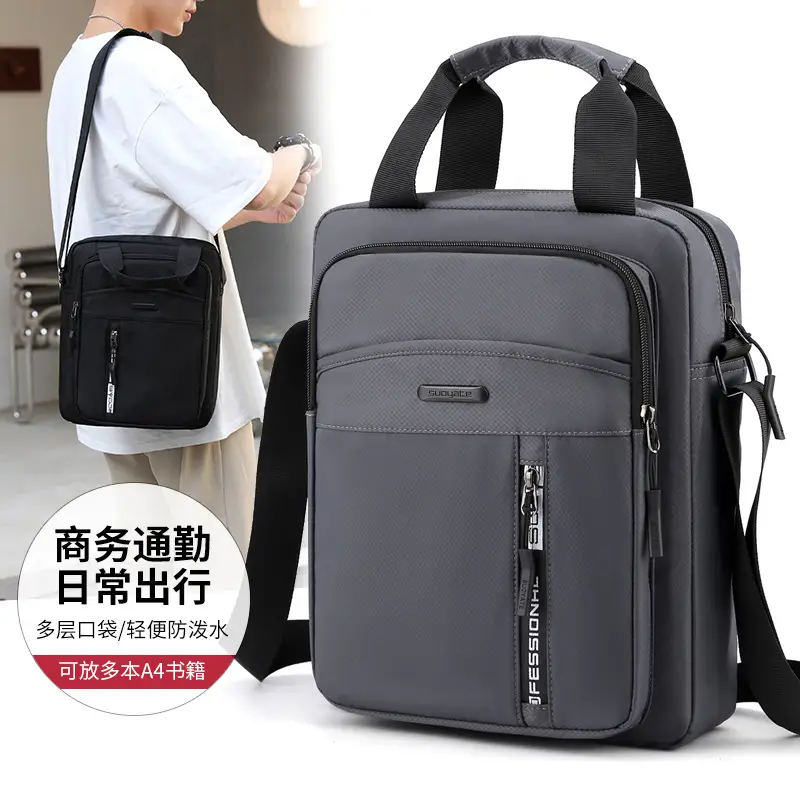 Men's Black Nylon Shoulder Bag with Crossbody Strap - Image 6