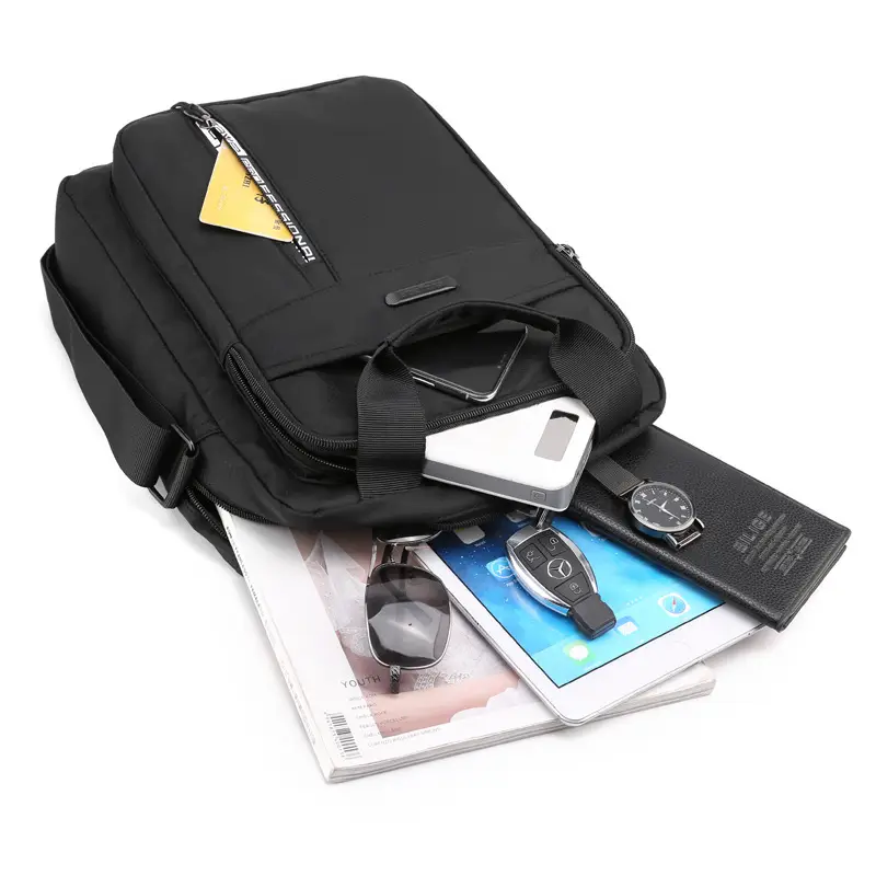 Men's Black Nylon Shoulder Bag with Crossbody Strap - Image 8