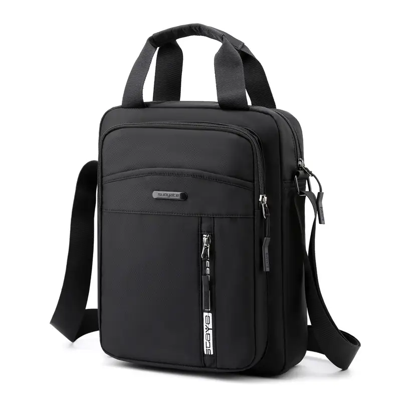 Men's Black Nylon Shoulder Bag with Crossbody Strap - Image 2