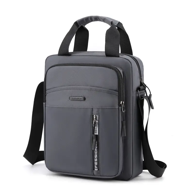 Men's Black Nylon Shoulder Bag with Crossbody Strap - Image 3