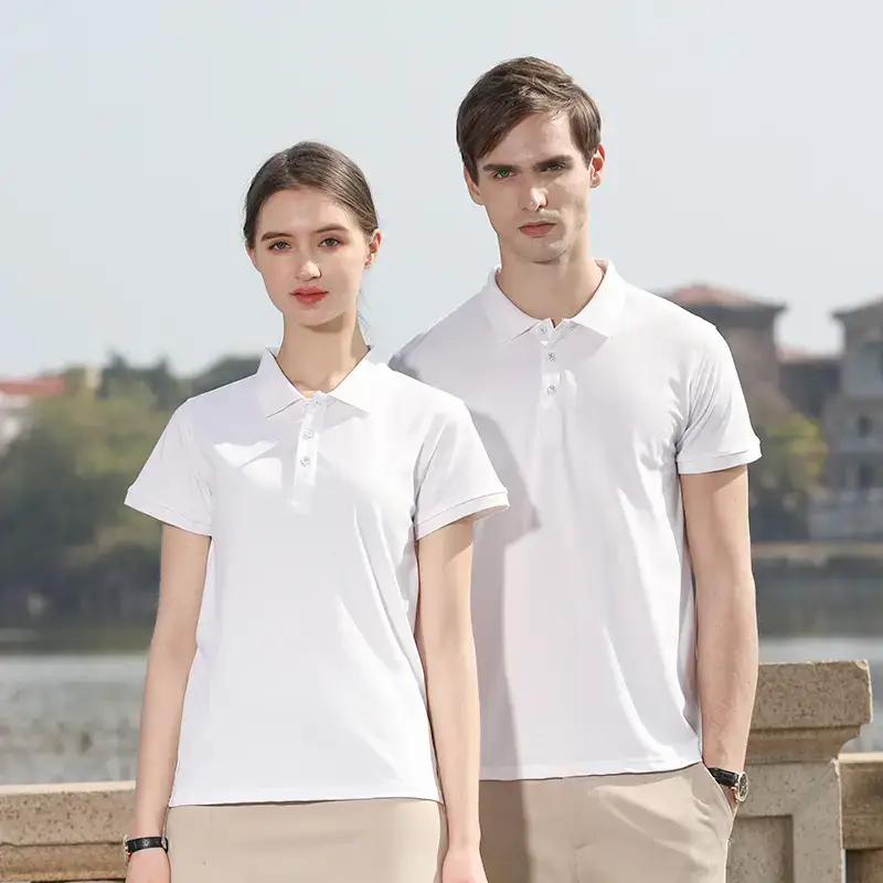 Men Light Blue Cotton Polo Shirt Short Sleeve Button Down - Image 21