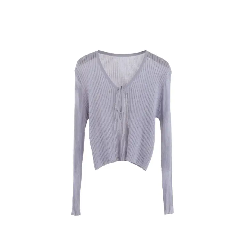 Women's Pink Knitted Cardigan with Bow Short Sleeve - Image 13