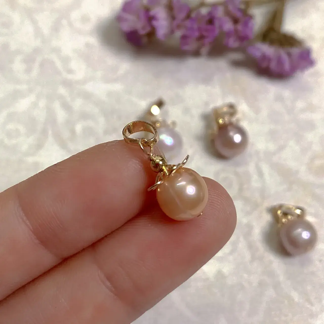 Natural Pearl Pendant Necklace Single Clavicle Chain Women's 2021 New Pink Purple Growth Thread - Image 2