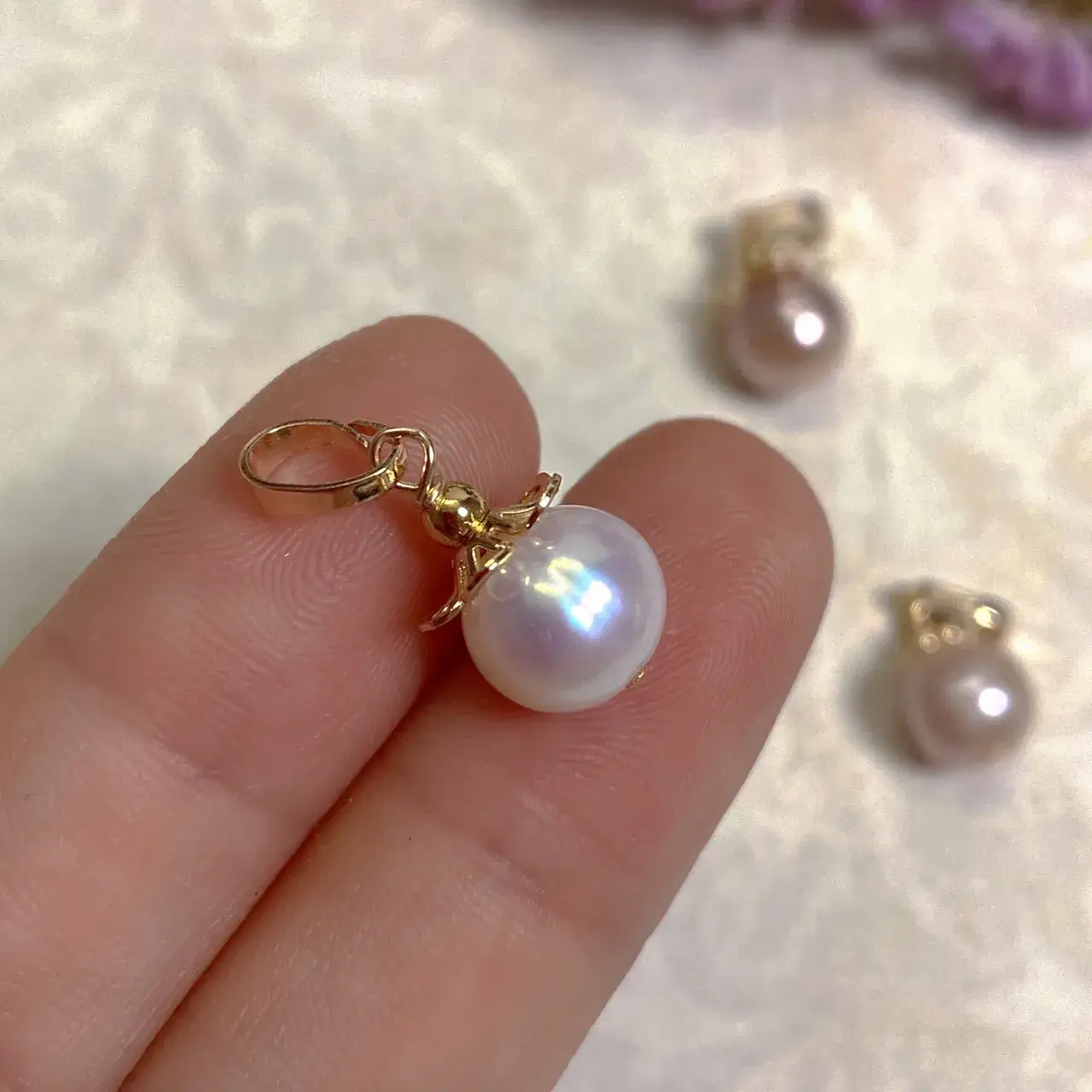 Natural Pearl Pendant Necklace Single Clavicle Chain Women's 2021 New Pink Purple Growth Thread - Image 4
