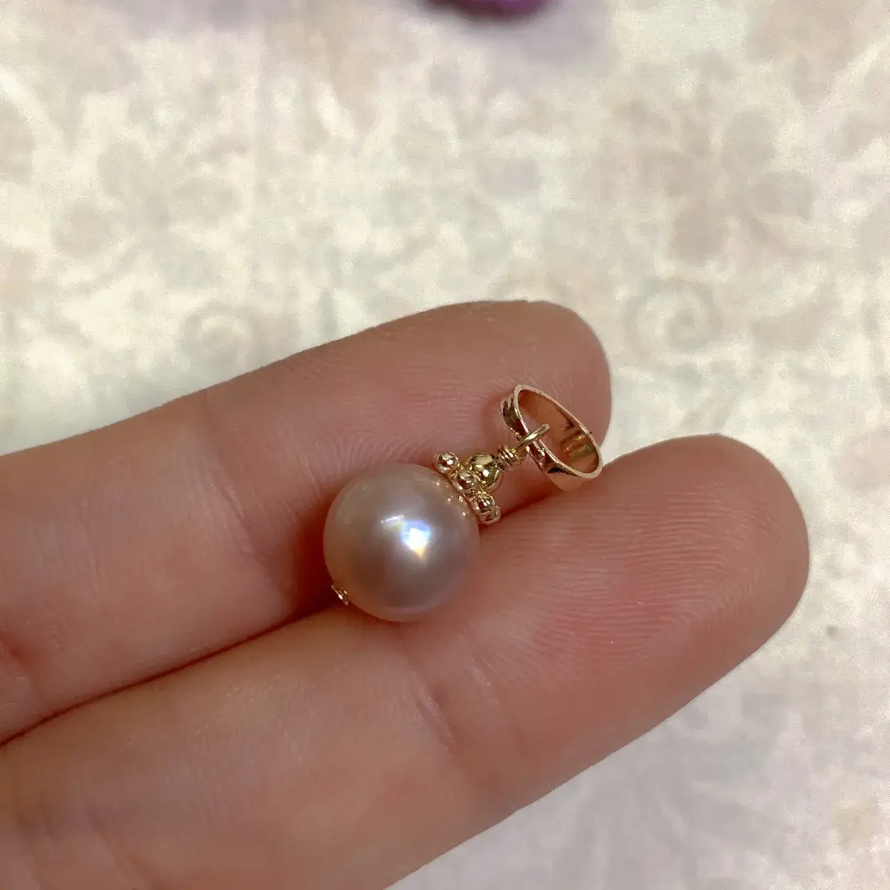 Natural Pearl Pendant Necklace Single Clavicle Chain Women's 2021 New Pink Purple Growth Thread - Image 3