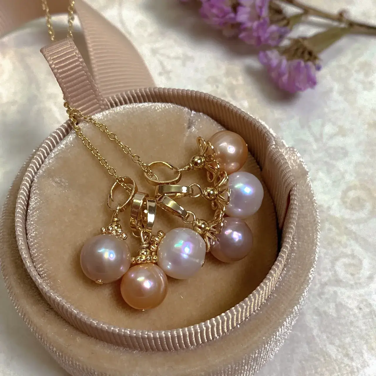 Natural Pearl Pendant Necklace Single Clavicle Chain Women's 2021 New Pink Purple Growth Thread - Image 7