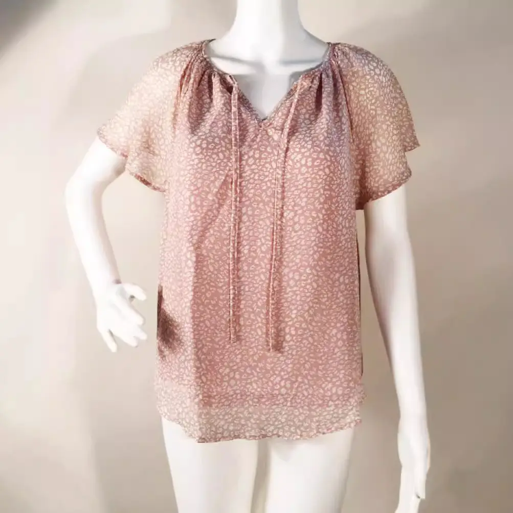 Women's V Neck Chiffon Floral Summer Top 8 Colors - Image 20