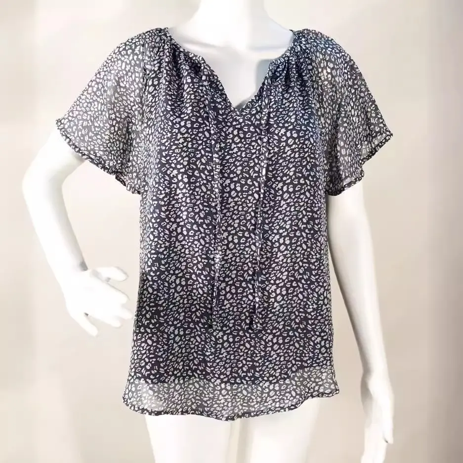 Women's V Neck Chiffon Floral Summer Top 8 Colors - Image 21