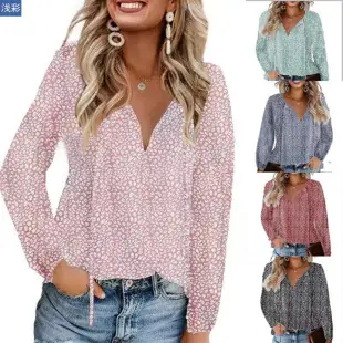 Women's V Neck Chiffon Floral Summer Top 8 Colors — feature 6