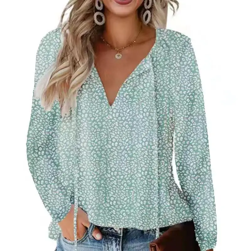 Women's V Neck Chiffon Floral Summer Top 8 Colors - Image 10