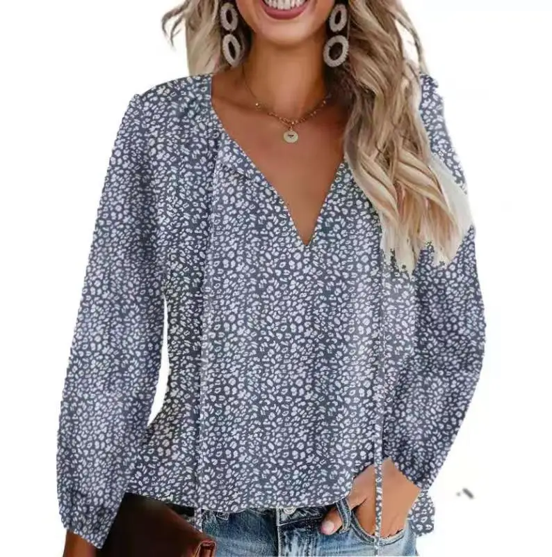 Women's V Neck Chiffon Floral Summer Top 8 Colors - Image 11