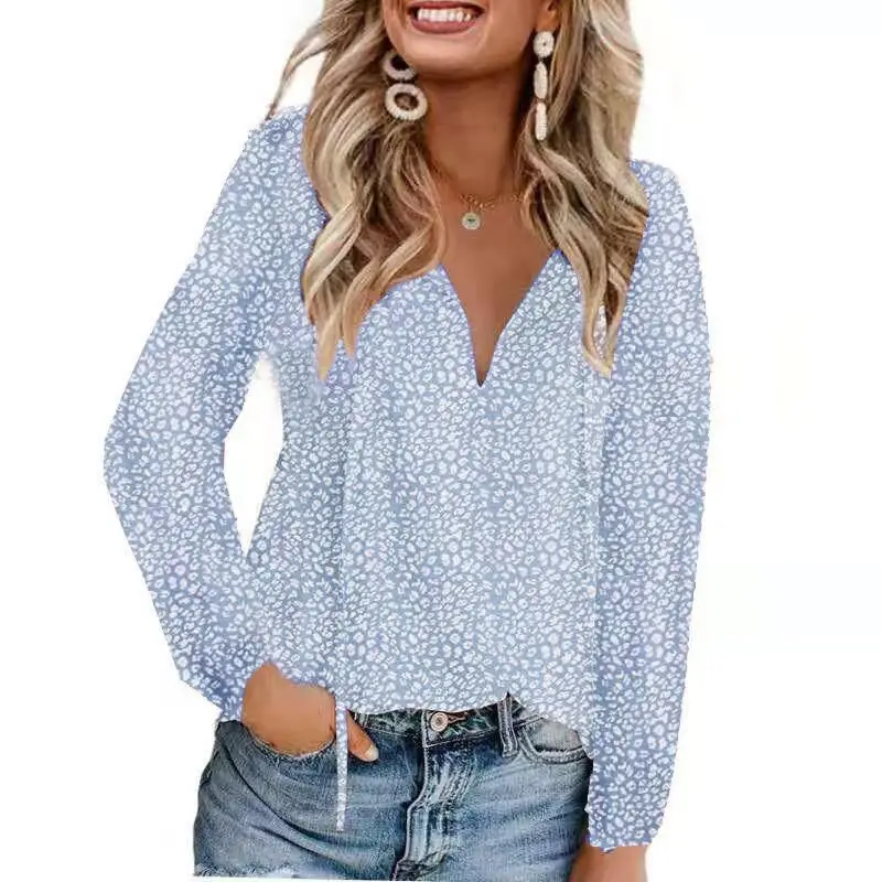 Women's V Neck Chiffon Floral Summer Top 8 Colors - Image 15