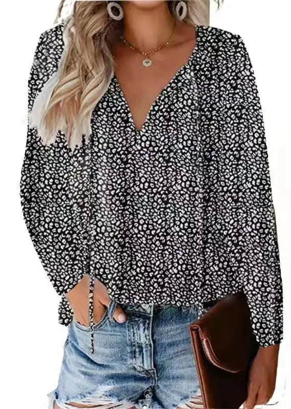 Women's V Neck Chiffon Floral Summer Top 8 Colors - Image 16