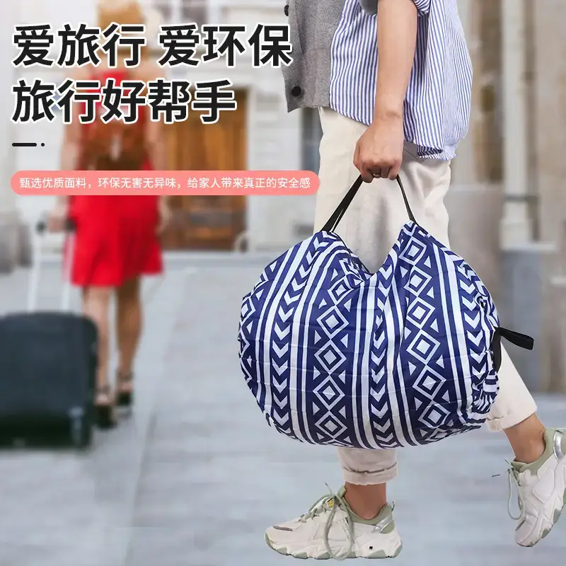 Portable Travel Bag Blue White Pattern Large Capacity - Image 7