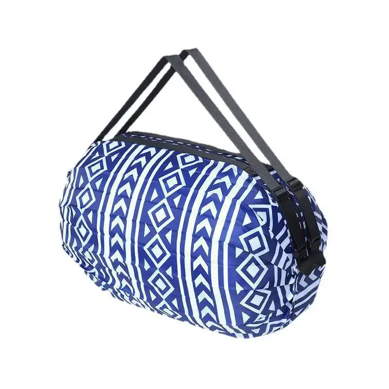 Portable Travel Bag Blue White Pattern Large Capacity - Image 10