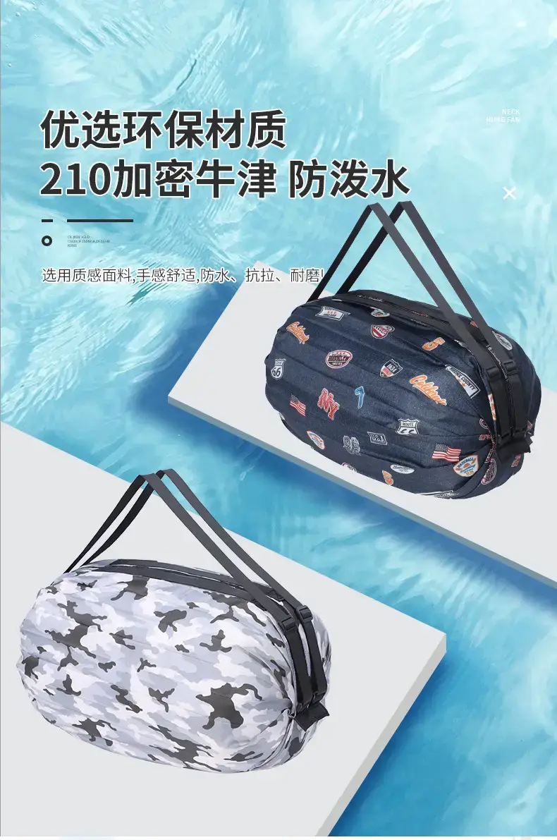 Portable Travel Bag Blue White Pattern Large Capacity — feature 12