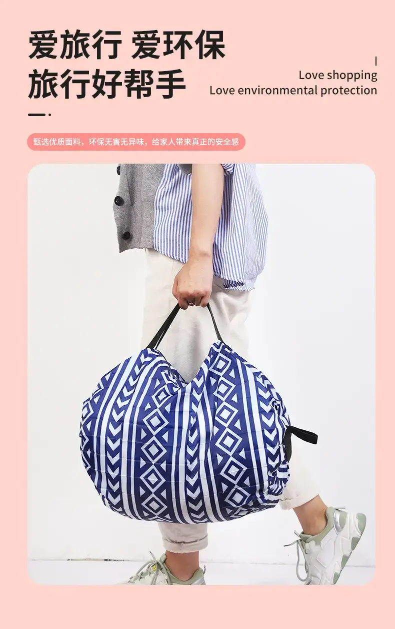 Portable Travel Bag Blue White Pattern Large Capacity — feature 16