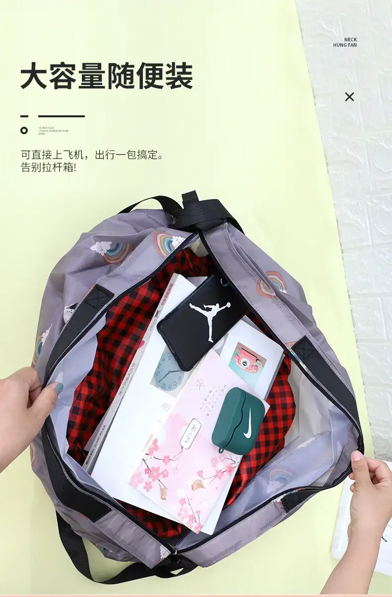 Portable Travel Bag Blue White Pattern Large Capacity — feature 5